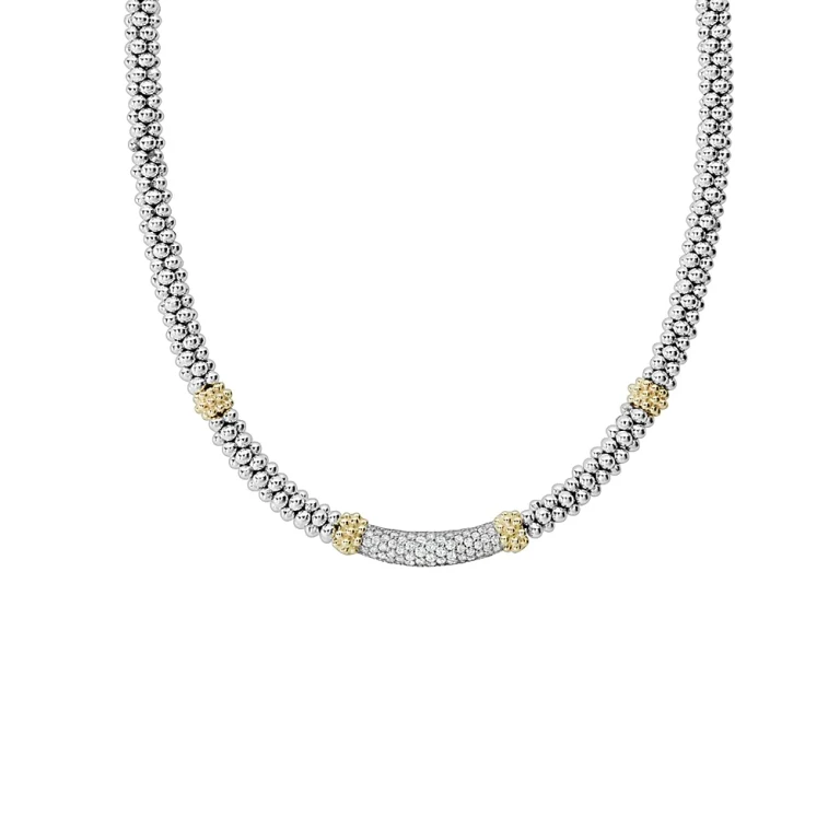 Lagos 18K Gold & Sterling Silver Diamond Lux Collar Necklace, 18