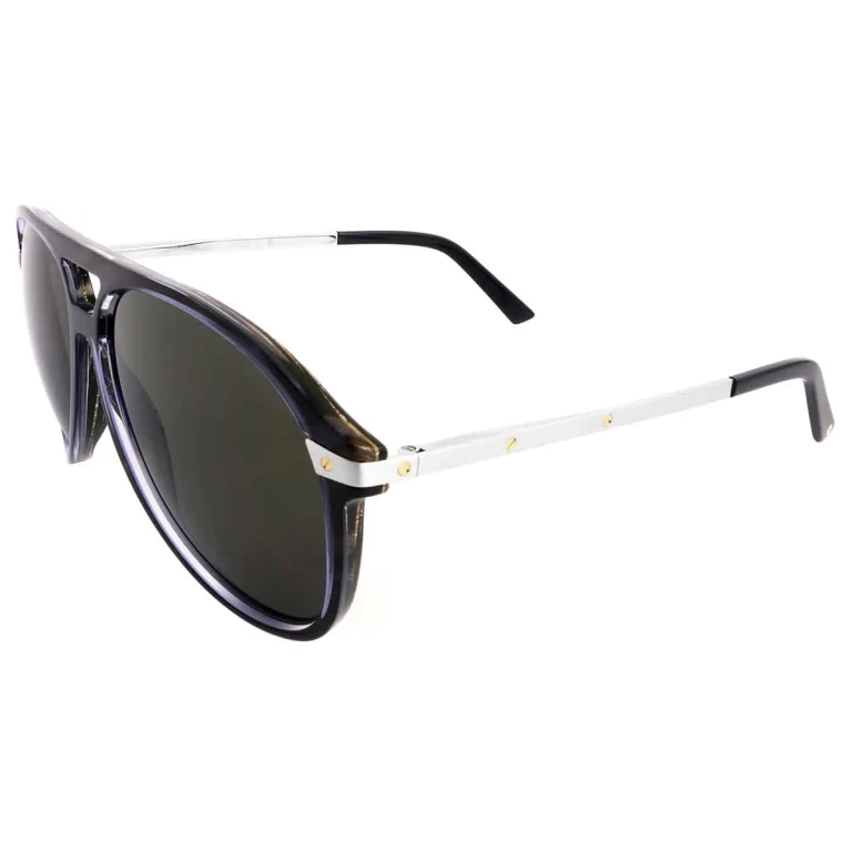 Cartier Santos de Cartier Blue Pilot Mens Sunglasses CT0105S 004 60