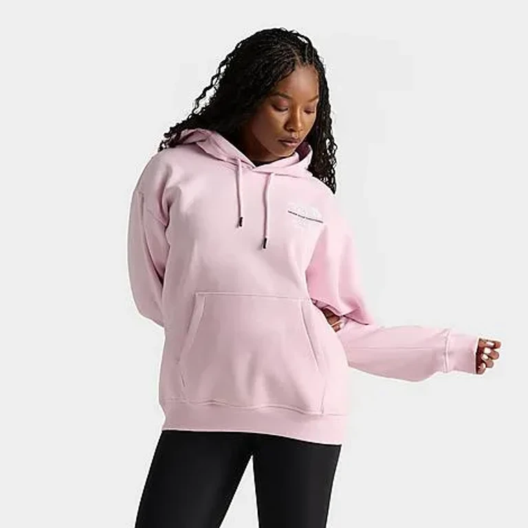 The North Face Women's Balanced Graphic Pullover Hoodie in Pink/Black/White Size: XS