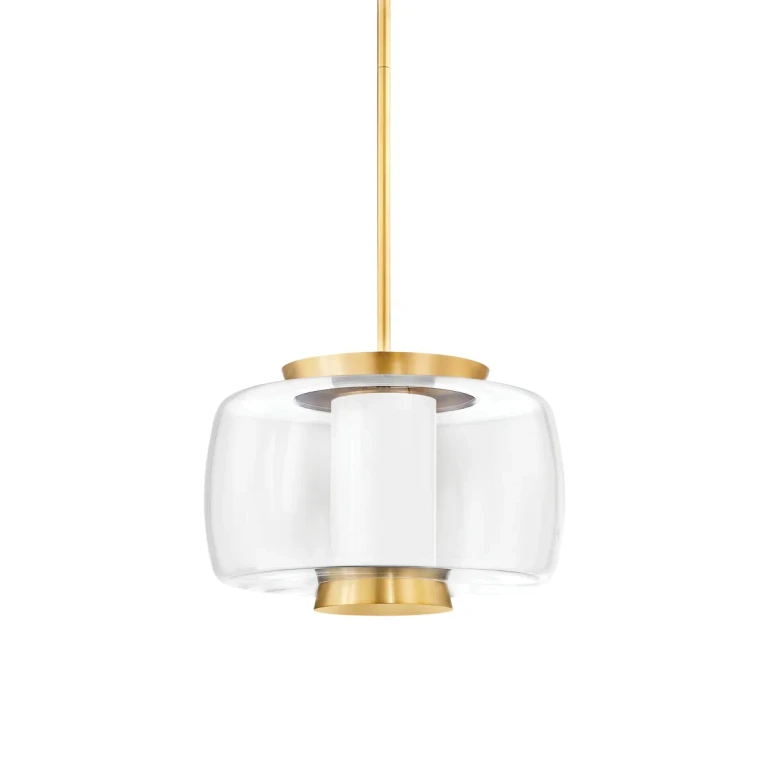 Aged Brass LED Pendant from the Beau Collection
