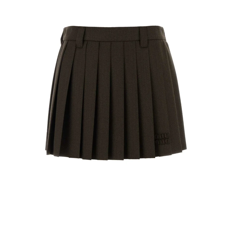 Miu Miu Chocolate Wool Mini Skirt