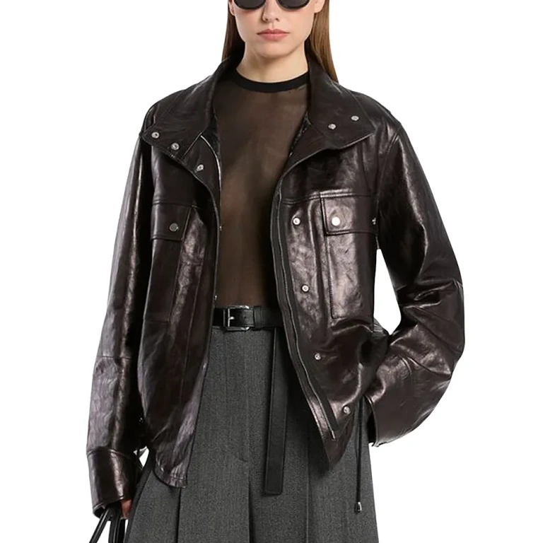 Michael Michael Kors Leather Bomber Jacket
