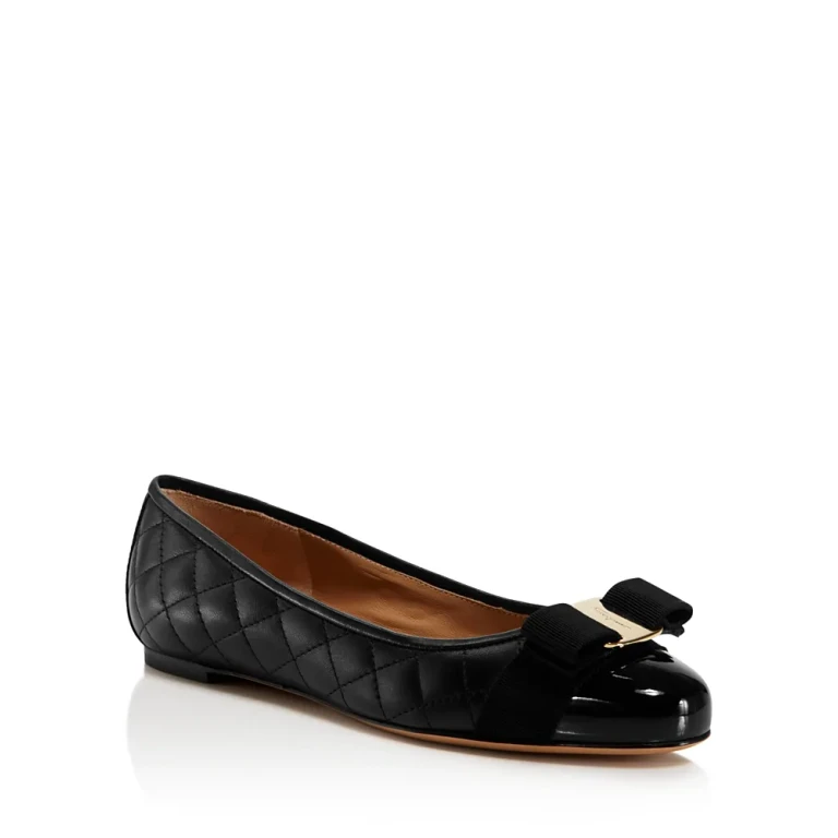 Salvatore Ferragamo Women's Varina Quilted Leather Cap Toe Ballet Flats