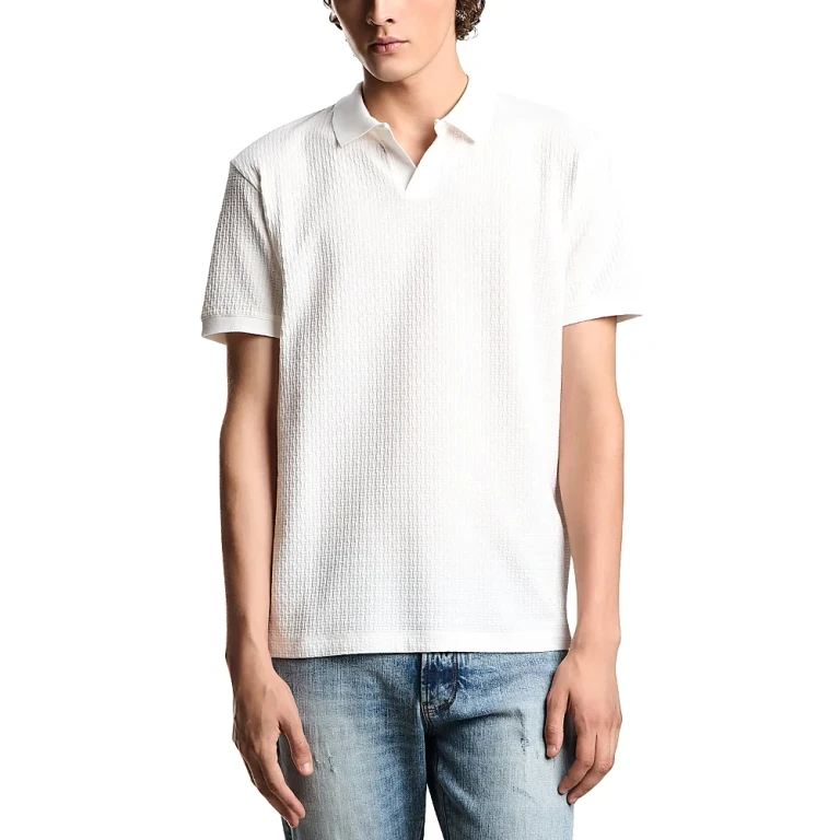 Emporio Armani Jacquard Textured Cotton Polo Shirt