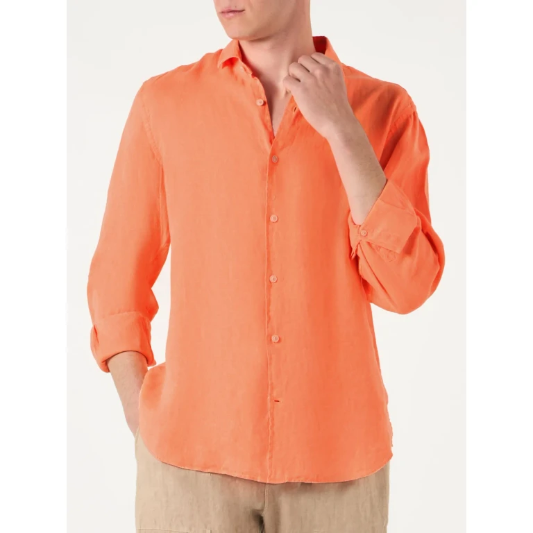 MC2 Saint Barth Pamplona Fluo Orange Linen Shirt