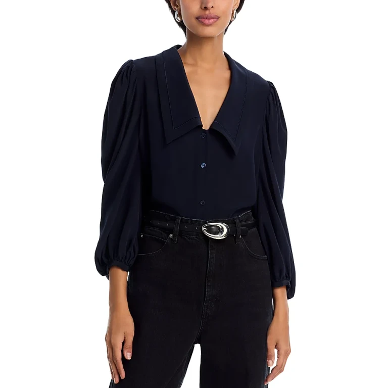 Frame The Silk Long Sleeve Sailor Blouse