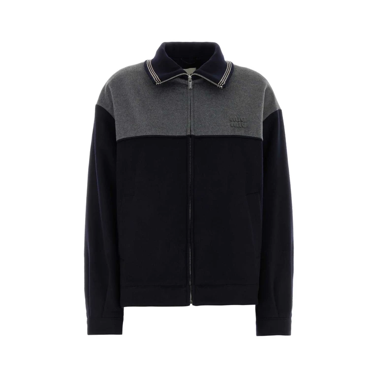 Miu Miu Two-Tone Velour Jacket Blugrigio Giubbini - Women