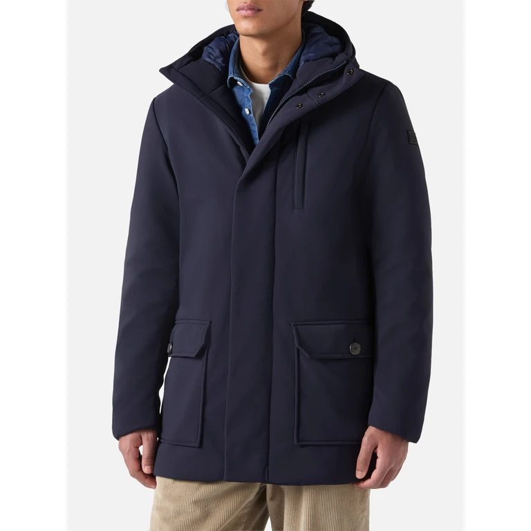 Mc2 Saint Barth Duke Blue Navy Hooded Coat __single__ - Men