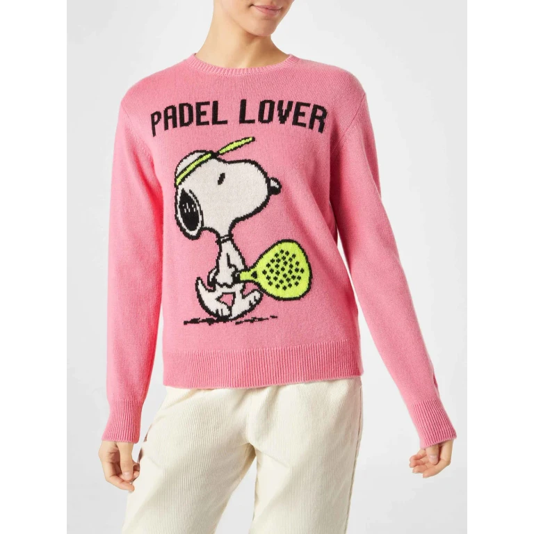 MC2 Saint Barth New Queen Pink Sweater With Snoopy Padel Lover Print Special Edition