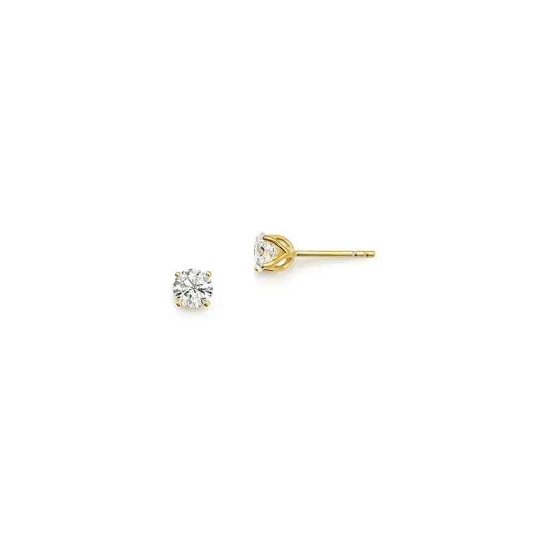 Diamond Round Tulip Stud Earrings in 14K Yellow Gold, 0.50 tcw