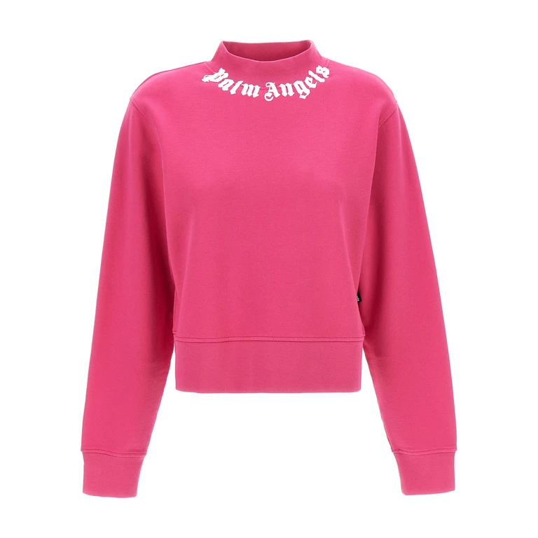 Palm Angels Neck Logo sweatshirt Fuchsia Cotton - Women