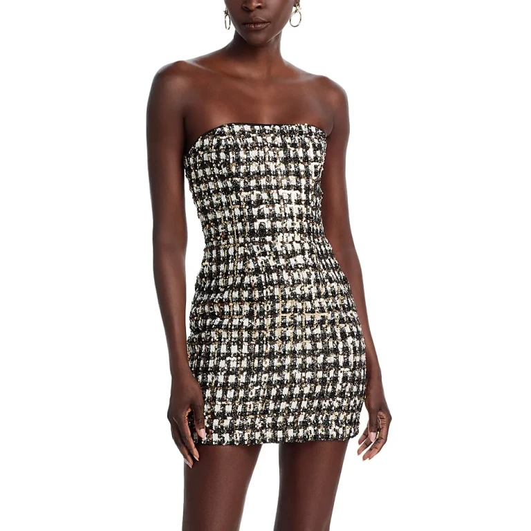 Black Halo Loreilla Sequined Tweed Mini Dress