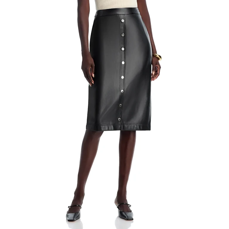 Elie Tahari The Emberly Faux Leather Midi Skirt
