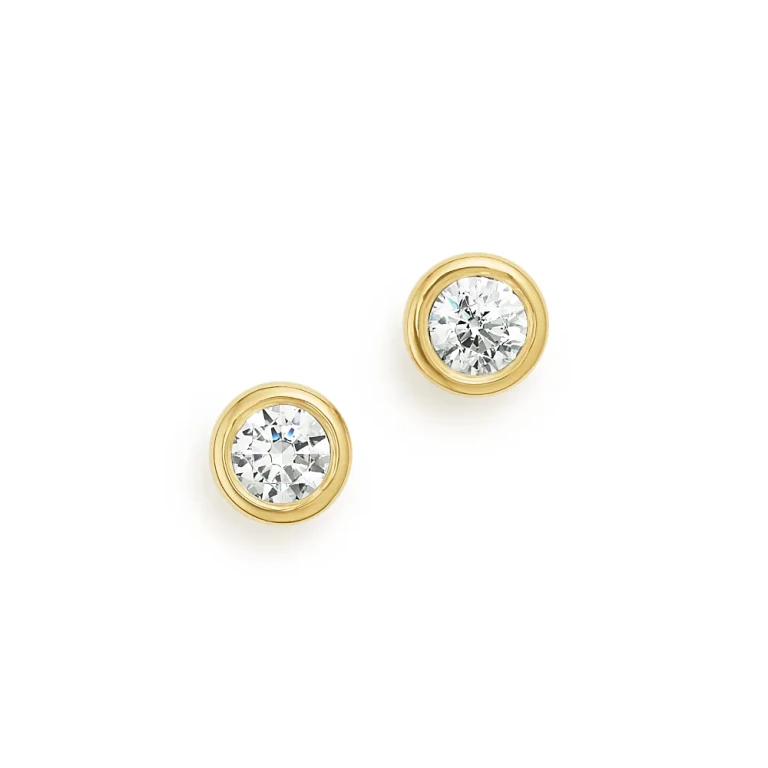 Diamond Bezel Stud Earrings in 14K Yellow Gold, 0.33 tcw