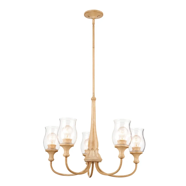 Melis 5-Light Transitional Chandelier in Warm Maple Wood