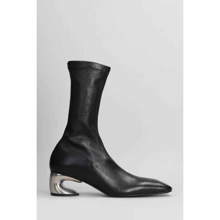Jil Sander Low Heels Ankle Boots In Black Leather