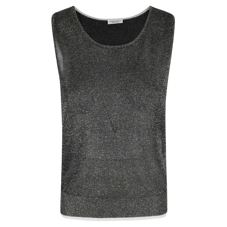 Roberto Collina Top Lurex Contrasto Black Viscosa Fibra Metallizzata - Women