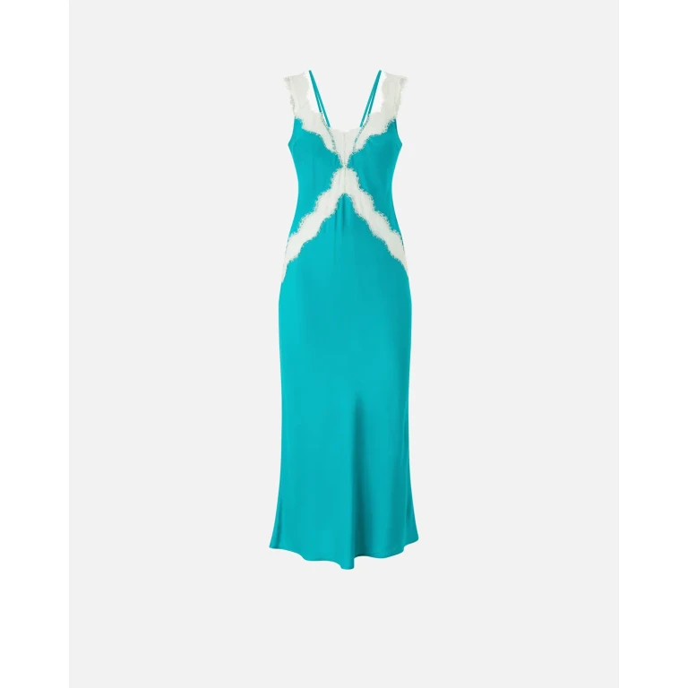Pinko Midi-Slipkleid mit Spitzenbesatz