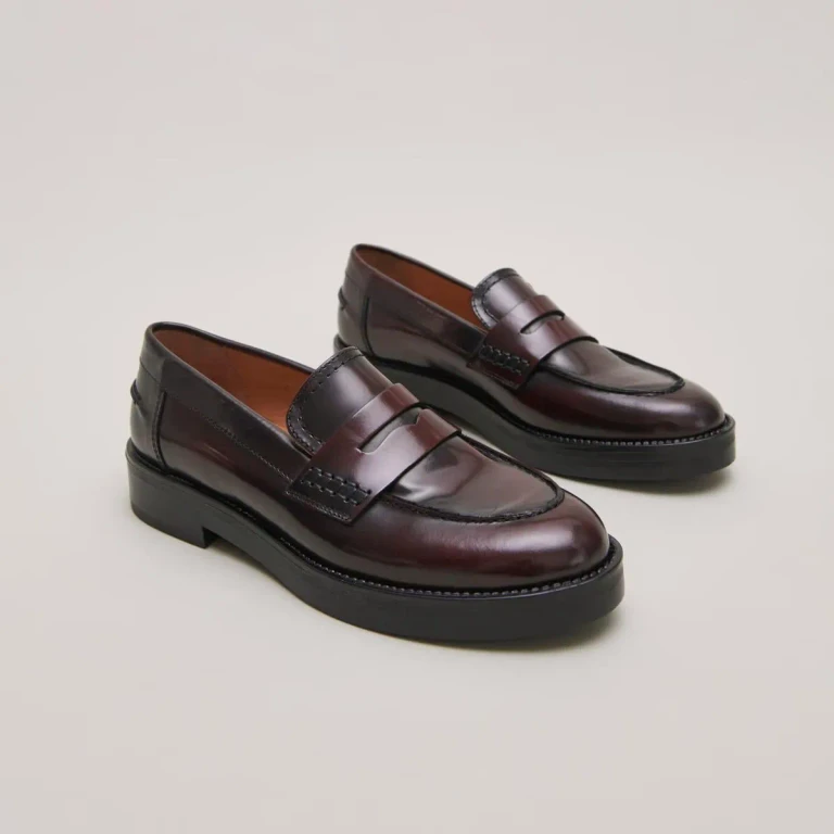 Mocassins Mirna Cuir Glace Bordeaux