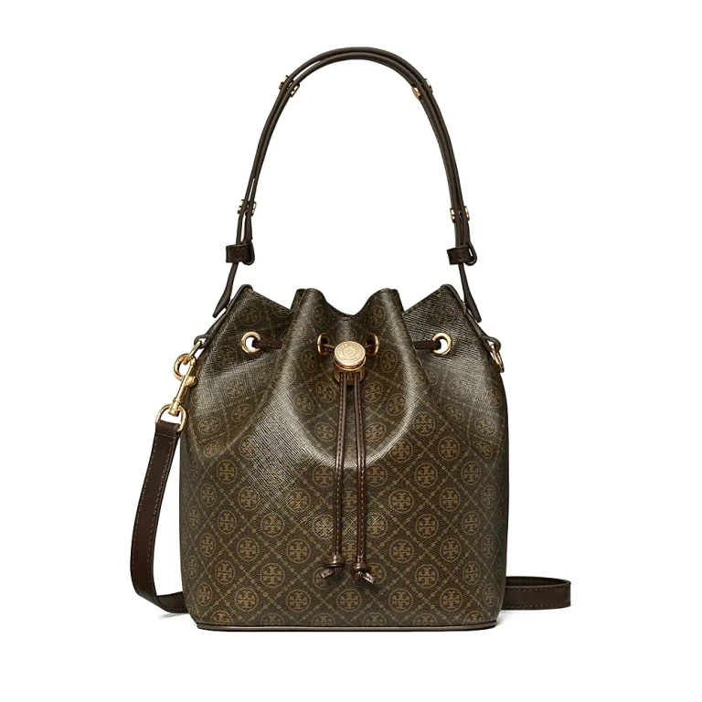 Tory Burch T Monogram Coated Canvas Bucket Bag