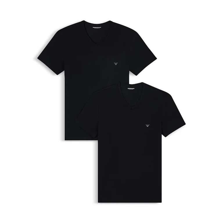 Emporio Armani Camisetas de cuello V elásticas, paquete de 2