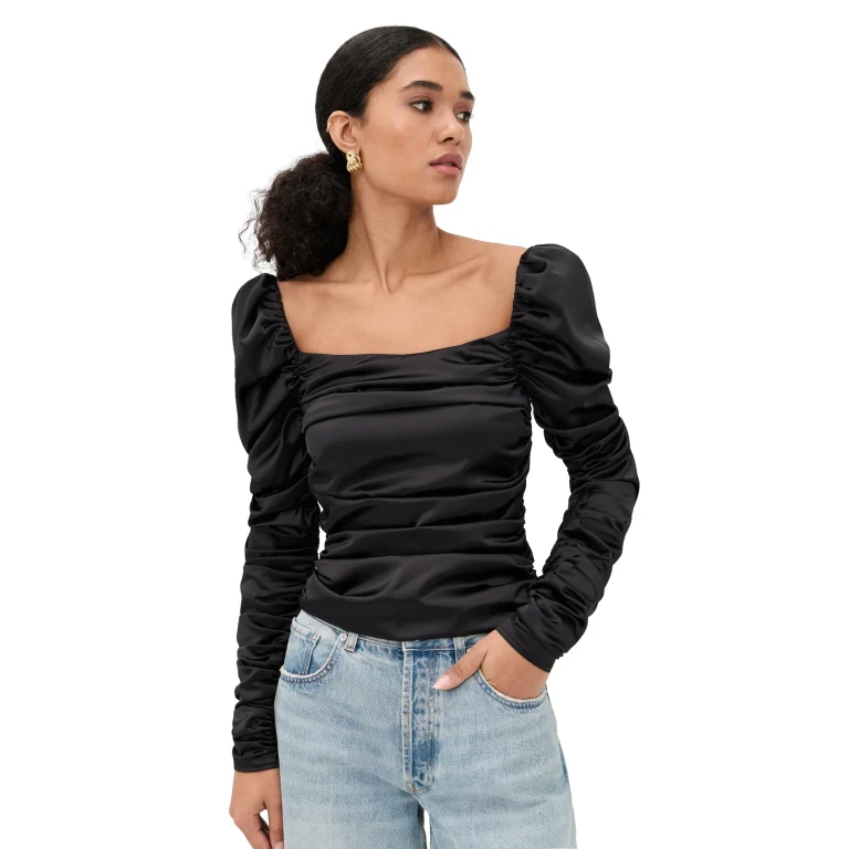 CAROLINE CONSTAS Maxi Long Sleeve Top Black XXS