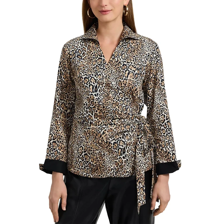 Foxcroft Salina Animal Print Blouse