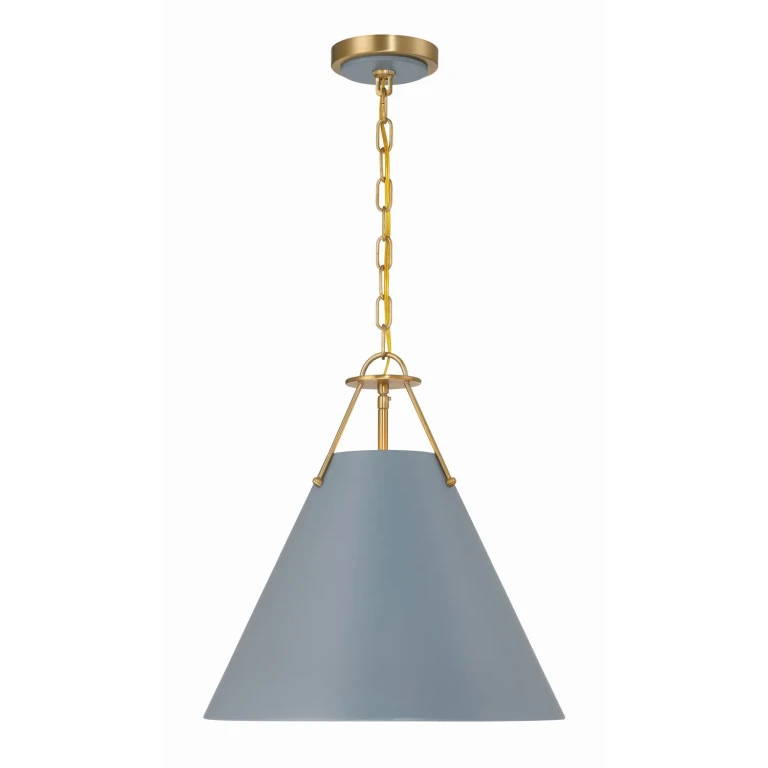 Xavier 3-Light Pendant in Vibrant Gold with Blue