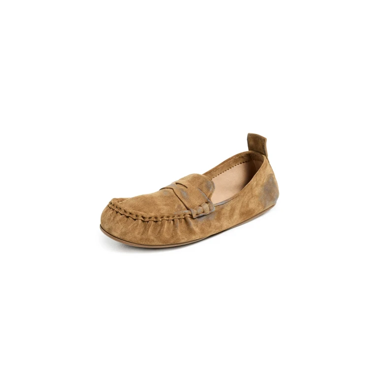 Acne Studios Bojan Suede Saddle Loafers Beige/Blue 35
