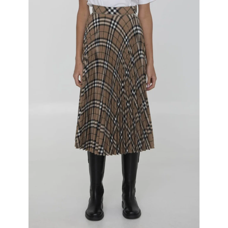 Burberry Check Pleated Skirt