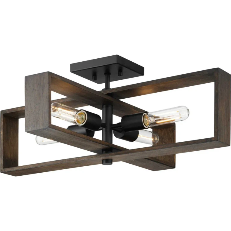 Matte Black Four Light Flush Mount from the Boundary Collection