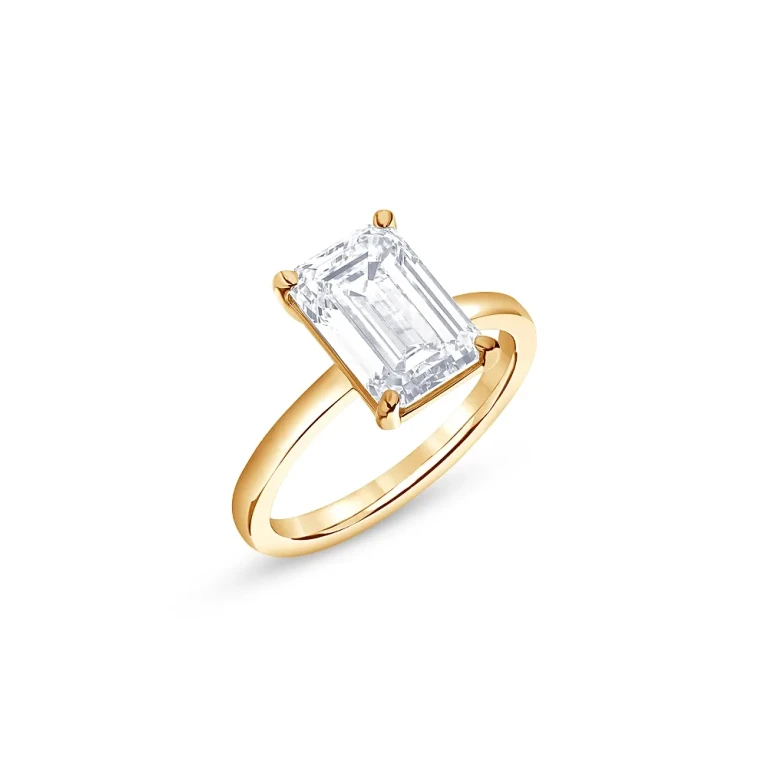 Certified Lab Grown Emerald-Cut Diamond Engagement Ring in 18K Yellow Gold, 4.50 tcw