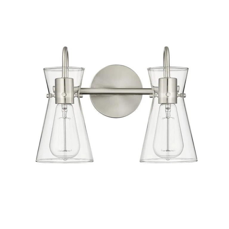 Brushed Nickel Two Light Vanity from the Camellia Collection