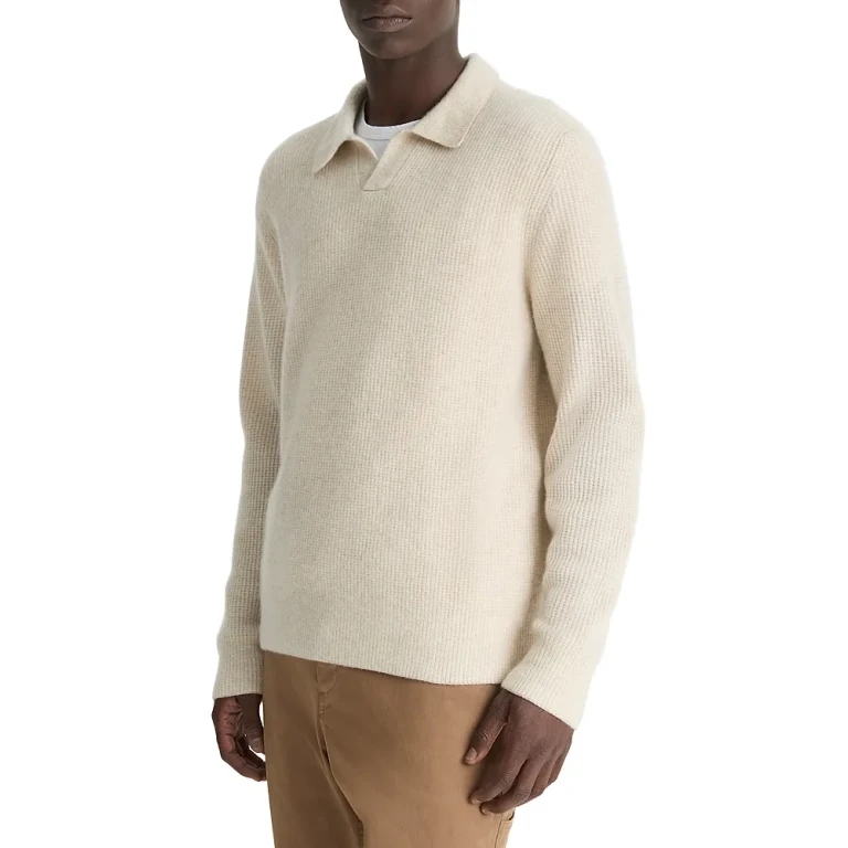 Vince Thermal Open Collar Polo Sweater