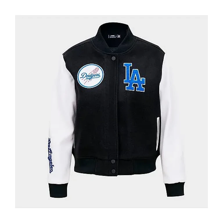 Pro Standard Women's Los Angeles Dodgers MLB Classic Wool Varsity Jacket in Black/White Size: XS