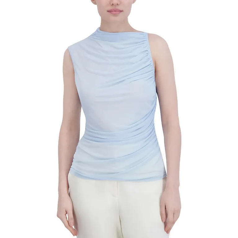 Bcbgmaxazria Asymmetric Shirred Mesh Top
