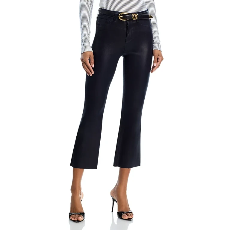 L'Agence Kendra High Rise Crop Flare Jeans in Metro Coated