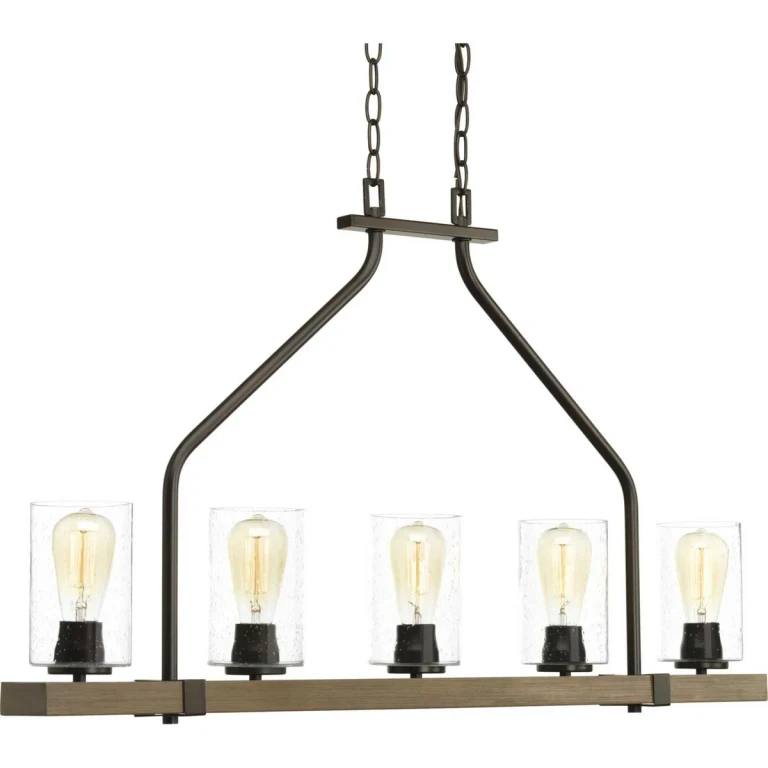 Antique Bronze Five Light Linear Chandelier from the Barnes Mill Collection