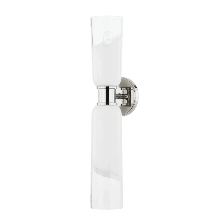 Polished Nickel Two Light Wall Sconce from the Wasson Collection