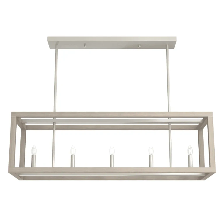 Brushed Nickel Five Light Linear Chandelier from the Squire Manor Collection