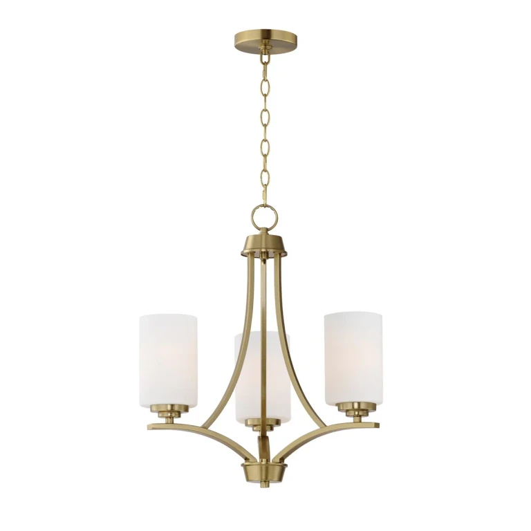 Satin Brass Three Light Chandelier from the Deven Collection