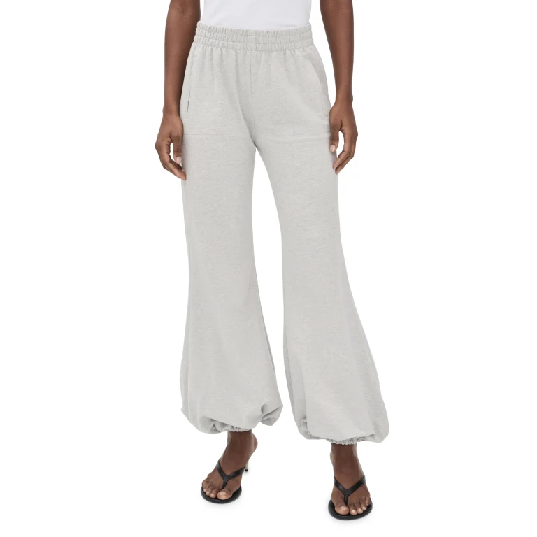 Norma Kamali Boyfriend Puff Jog Sweatpants Light Heather Grey XS