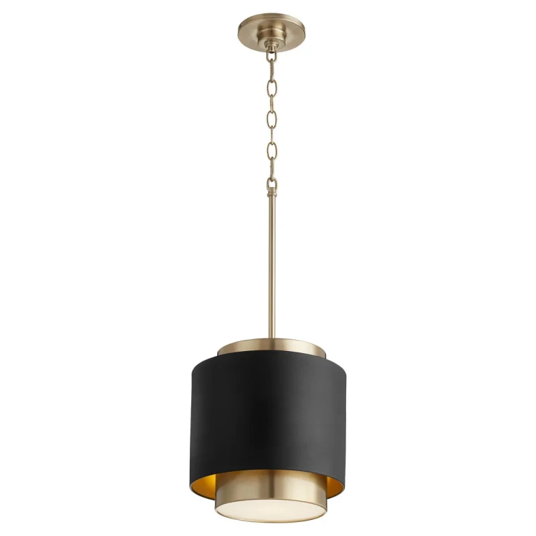 Textured Black One Light Pendant from the Drum Pendants Collection