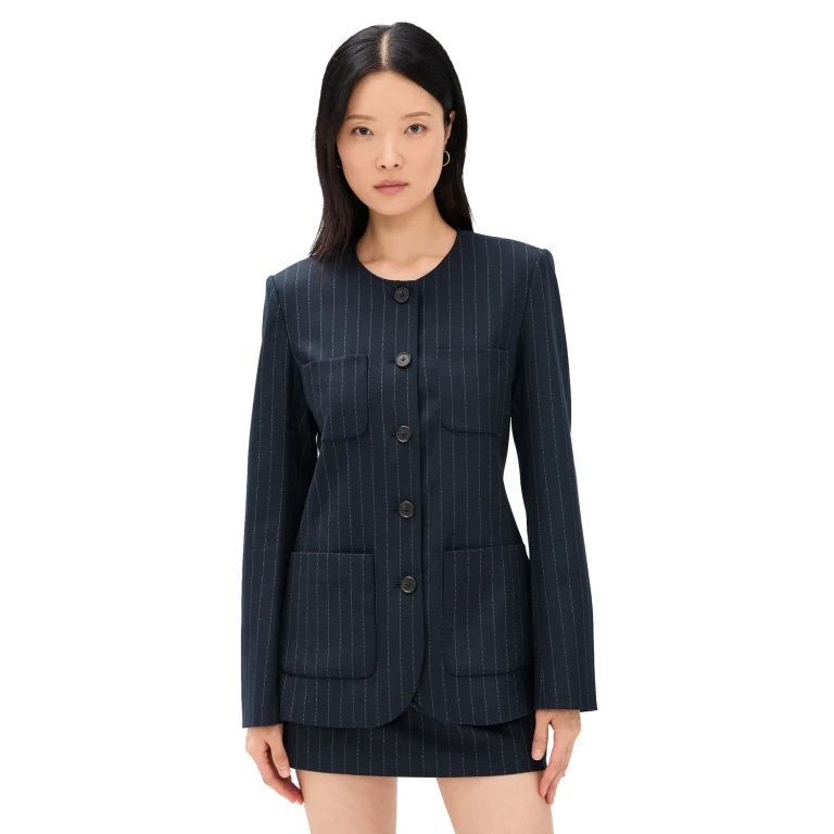 Favorite Daughter The Busy Woman Jacket Navy Pinstripe XS