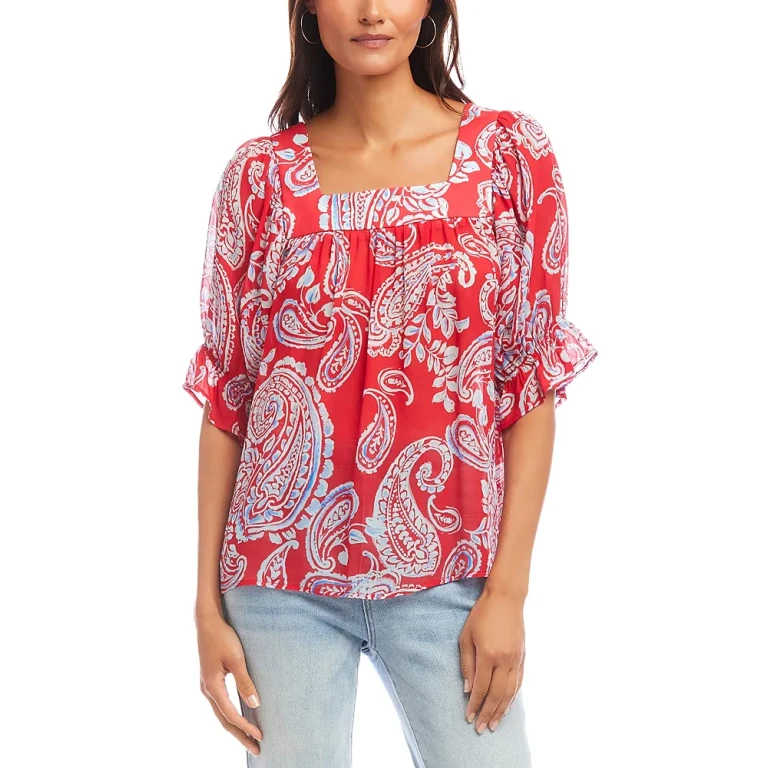 Karen Kane Ruffle Sleeve Square Neck Top