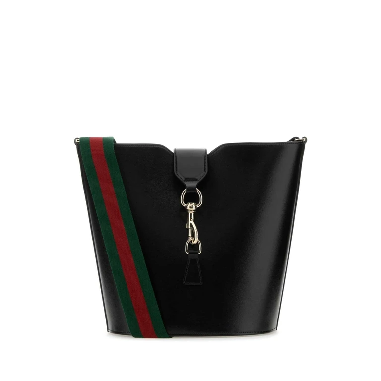 Black Leather Small Bucket Bag