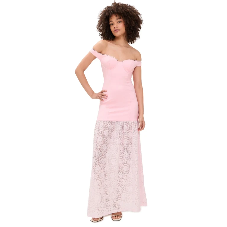Runaway the Label Shayla Off Shoulder Maxi Dress Musk XL