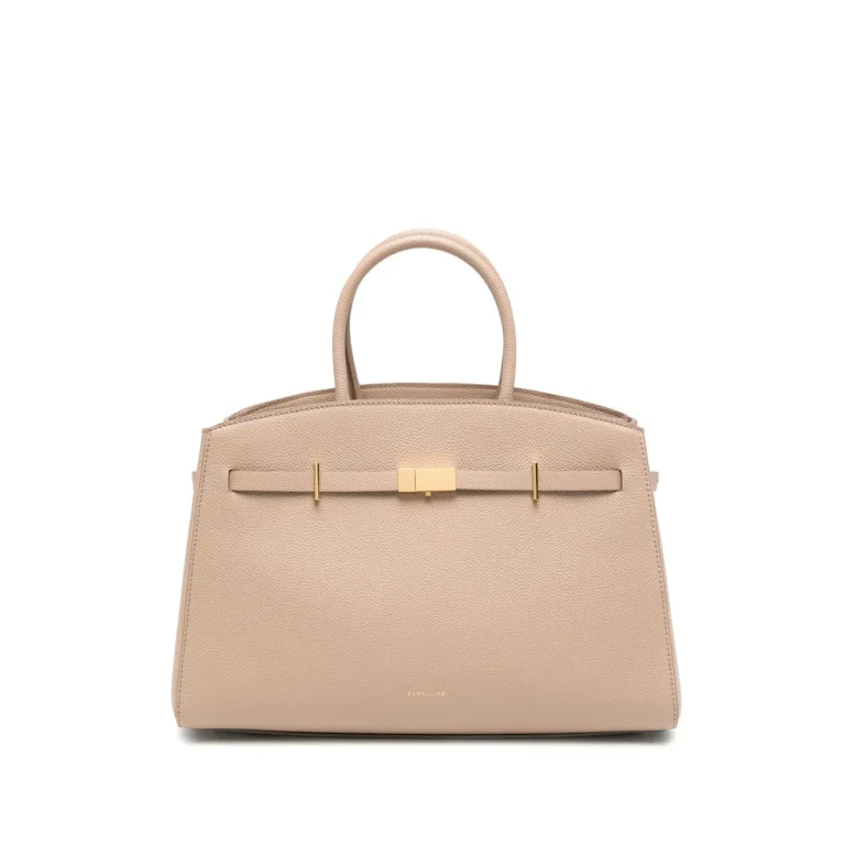 Demellier Midi Hudson Grained Leather Tote Bag