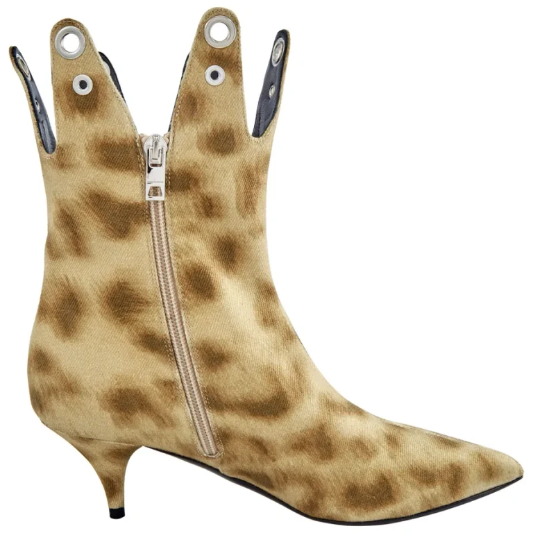 Burberry Jermaine Leopard Print Eyelet Detail Ankle Boots