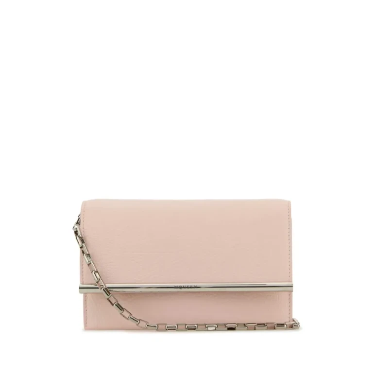Alexander Mcqueen Pink Leather Mini Cross-Bar Clutch